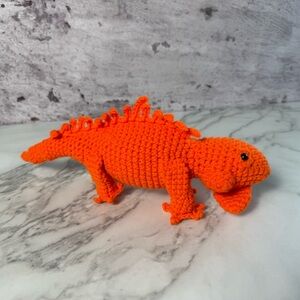 Handcrafted Crochet Orange Iguana Amigurumi Handmade Plush Reptile Stuffed Toy